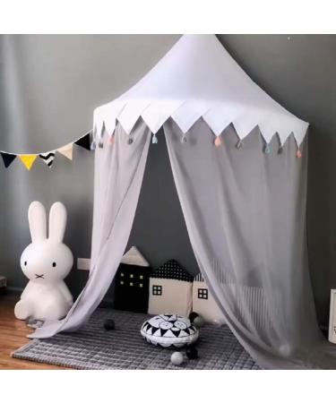 Girls Bed Canopy - Kids Mosquito Net Princess Decor Tent - Grey Chiffon Hanging Indoor Decoration - Buy Online on GoSupps.com