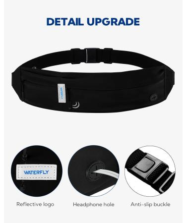 Waterfly Purps Waterproof Running Belt for Mobile Phones - Lightweight Jogging Bag for Men & Women - Black Double Layer Hip Pocket - Buy Online on GoSupps.com