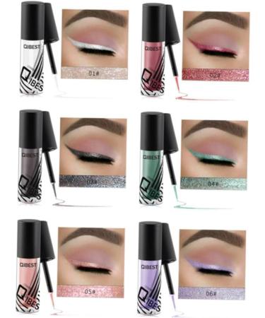 Angoily 6pcs Eyeshadow Glitter Liquid Eyeliner Sparkling Liquid Eyeliner Shadow Shiny Metal - Buy Online on GoSupps.com