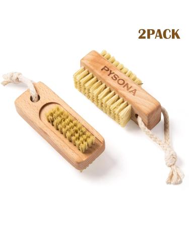 2 Pack Wooden Nail Brushes for Cleaning Fingernails - Dual-sided Nail Scrub Brush with Hanging Rope - Beechwood Construction - Buy Online on GoSupps.com