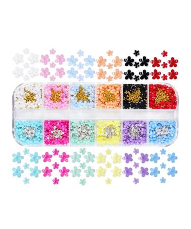 XPEX 12 grid 3D flower-nail charm acrylic flower-nail-chal-charm flower-nail-art-strass-nail art 12 color-flower-nail-art-strass DIY-nail-art decoration set