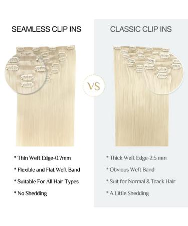 Doores Real Hair Extensions Clip-In | Light Platinum Blonde 50cm | 20 Inch | 7 Pieces 110g Remy Human Hair | Seamless Natural Real Hair Extensions - Buy Online on GoSupps.com