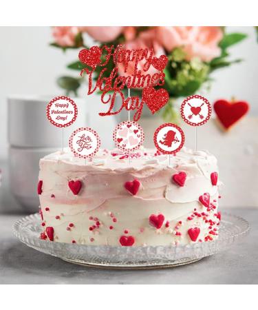 Estivaux Valentines Love Hearts Cupcake Toppers Glitter Red Cake Picks Love Cupid Angel Cake Toppers Circle Banner Cupcake Decorations for Valentine's Day Anniversary Wedding Party Decorations Style 2: Vn Glitter Words - Buy Online on GoSupps.com