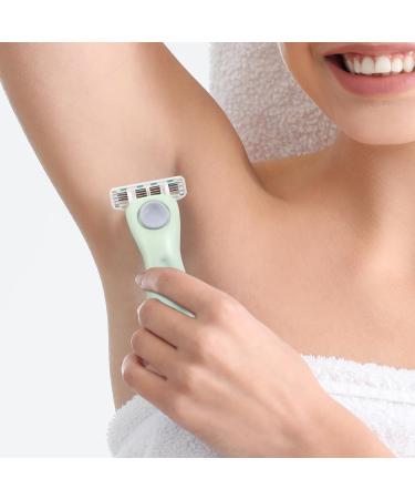 4-Blade Metal Razor Handle with 4 Cartridges - Hassle-Free Shaving for Men & Women - Easy One-Touch Replacement (Green - Buy Online on GoSupps.com
