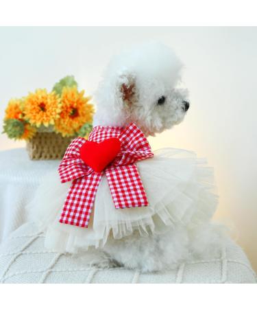 Bt Bear X-Small Red Love Tutu Dress for Small Dogs & Cats - Puppy Skirt Princess Dress Wedding Outfit - Buy Online on GoSupps.com