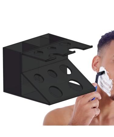 Aizuoni razor holder made of acrylic shaving brush made of acrylic transparent stand organizer for razors |Transparent make-up organizer with a compact structure for razors shaving cream black
