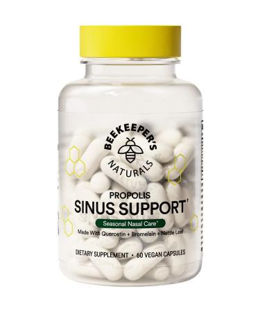Beekeeper's Naturals All Natural Sinus Support for Adults Seasonal Nasal Care Relief with Propolis Quercetin Bromelain Nettle Leaf & Vegan Capsule Blocks or Suppresses Histamine 60 ct