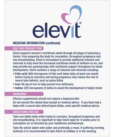 ELEVIT Pregnancy Multivitamin with Iodine - 100 Tablets - Buy Online on GoSupps.com