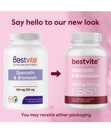 BESTVITE Quercetin with Bromelain 500mg/250mg (120 Vegetarian Capsules) - No Stearates - No Silicon Dioxide - Vegan - Non GMO - Gluten Free 120 Count (Pack of 1) - Buy Online on GoSupps.com