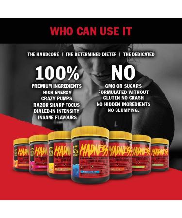 MUTANT Madness Pre-Workout Powder - High-Intensity Blue Raspberry 30 Servings (225g) - Buy Online on GoSupps.com