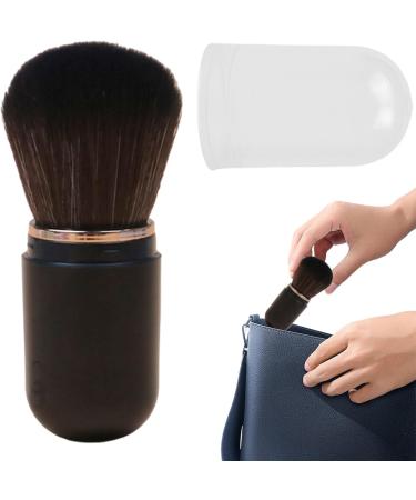 Retractable Powder Brush | Travel Powder Brush | Retractable Portable Makeup Brush for Travel Foundation Application Portable Compact with Lid black - Buy Online on GoSupps.com