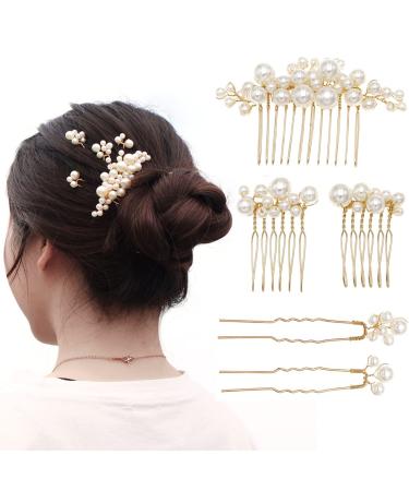 LEDSHLIU Elegant Handmade Hair Clips - 5 Piece Pearl Hair Accessories for Ladies & Girls - Buy Online on GoSupps.com