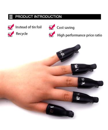 Nail Polish Remover Clips Set - 10 Pcs UV Manicure Soak with Cuticle Cutter Trimmer | Gel Polish Removal Tool - Black - Buy Online on GoSupps.com