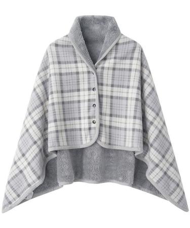 WINKEEY women poncho winter warm cloak knitting Cape Cardigan for women wrap open front cape winter warm ceiling thick fleece blanket unit size gray