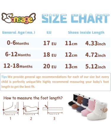 Sonsage Infant Baby Snow Boots | Anti-Skid Sole Ankle Booties | Winter Warm Crib Shoes | 12-18 Months | White - Buy Online on GoSupps.com