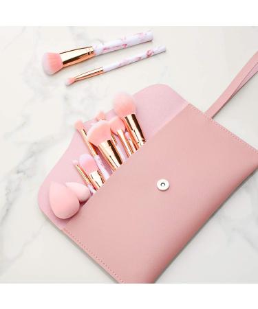 START MAKERS Professional 12Pcs Pink Marble Makeup Brush Set with Beauty Blender & Bag - Buy Online on GoSupps.com