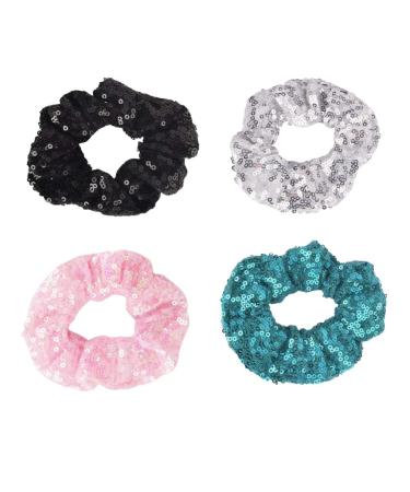 Shop Beaupretty 4-Piece Sequin Hair Scrunchies Stylish Rubber Ponytail Holders & Hair Accessories for All Hair Types | International Shipping Available - Buy Online on GoSupps.com