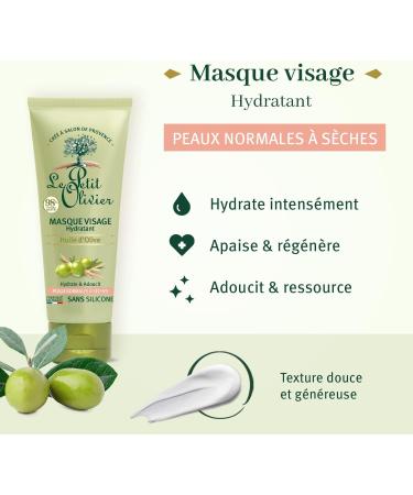 LE PETIT OLIVIER - Hydrating Face Mask - Olive Oil - Moisturizes & Softens - Normal To Dry Skin - 98% Natural Origin - With R - Buy Online on GoSupps.com