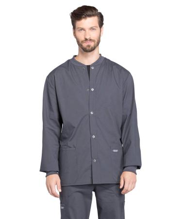 Cherokee Men's Snap Front Jacket with Long Sleeve Rib-knit Collar and Cuffs WW360 XX-Large Big Pewter