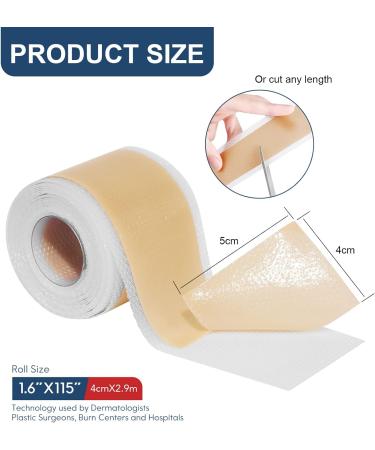 Silicone Scar Sheets(1.6"x115"-2.9M) Medical Grade Silicone Scar Tape Silicone Strips for Scar Healing Painless Scar Removal Tape for All Surgical Incisions C-Section Burn Keloid Acne 1.6"x115"-2.9M 1.6"x115"-2.9m - Buy Online on GoSupps.com