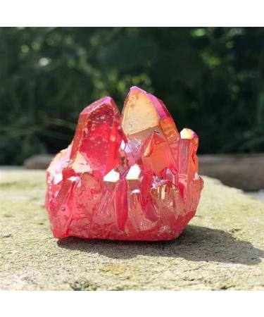 Natural Crystal Rough Home Decor Natural Amaranth Angel Aura Quartz Crystal Cluster Titanium Coating Quartz Cluster Electroplating Stone Gifts Natural Crystal (Size : 1000g 4-8pcs)