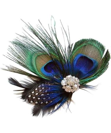 Peacock Feathers Hair Clip Natural Feather Fascinator Barrette with Sparking Rhinestone Peacock Gifts Hair Accessories for Women - Buy Online on GoSupps.com