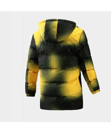 GXLONG Men's Tie Dye Puffer Jacket | Zip Up Down Coat with Hood & Pockets | Black, X-Large - Buy Online on GoSupps.com