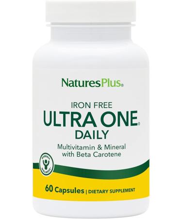 NaturesPlus Ultra One Iron Free - 60 Easy to Swallow Capsules - High Potency Once Daily Multivitamin & Mineral Supplement - Natural Energy - Vegetarian Gluten-Free - 60 Servings 60 Veg Caps