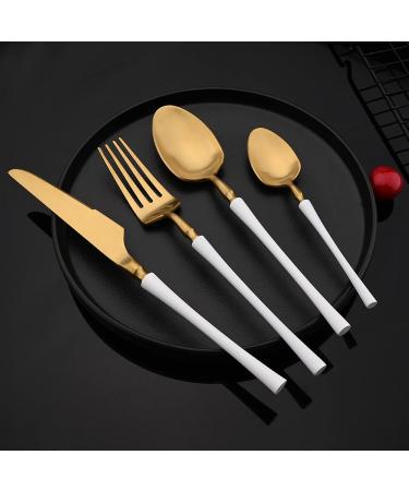 Flatware Sets 24Pcs/6Set Gold Cutlery Set Knife Fork Tea Spoon Flatware Dinnerware 304 Stainless Steel Dinner Silverware Kitchen Tableware Set (Color : Pink Silver) - Buy Online on GoSupps.com