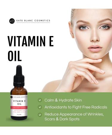 Kate Blanc Cosmetics Vitamin E Oil 1oz - 28000 IU | Reduce Scars, Wrinkles, Dark Spots & Acne | DIY Lip Gloss - Natural Formula | 1 Fl Oz - Buy Online on GoSupps.com