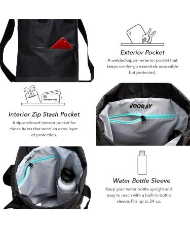 Vooray 23L Ultra-Durable Flex Cinch Gym Drawstring Backpack - Women's Black Foil Sackpack - Buy Online on GoSupps.com