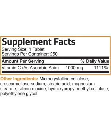 Vitamin C 1000mg Non-GMO - Immune Support & Antioxidant - 250 Tablets - Buy Online on GoSupps.com