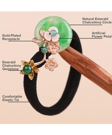 Vintage Chinese Natural Jade Gemstone Hair Tie - Retro Hair Accessories for Women - Buy Online on GoSupps.com