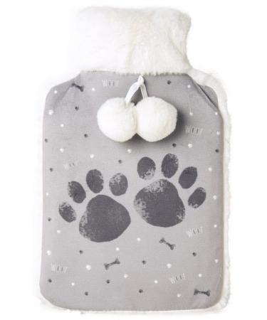 YOUR hot water bottle with large dog paw motif - Step by Step grey Filling quantity: approx. 2 000 ml soft cover