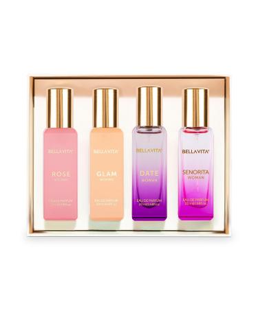 Bella Vitas Luxury Woman Eau De Parfum Gift Set 4x20 ml for Women with Date Senorita Glam Rose Perfume|Floral Fruity Long Lasting EDP Fragrance Scent - Buy Online on GoSupps.com