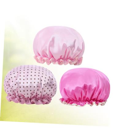 FRCOLOR Hair Bonnet 3pcs Women's Shower Cap Set | Double Layer Bath Visor for Curly Hair | Waterproof & Elastic Bathing Caps - Buy Online on GoSupps.com