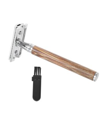 Frcolor 1 set manual razor manual razor razor blade safety razor for women mustache muster men hair razor wooden handle face The handle is bamboo man