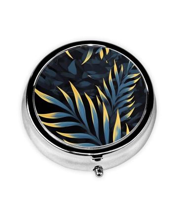 Leaves in The Darkround Pill Box 3 Compartments Round Pill Box Organizer for Purse Or Pocket Portable Travel Pill Box