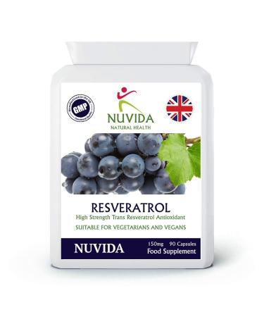 Nuvida Resveratrol Capsules - 90 High Strength Trans-Resveratrol Targeted Release Capsules - Premium Antioxident Supplement