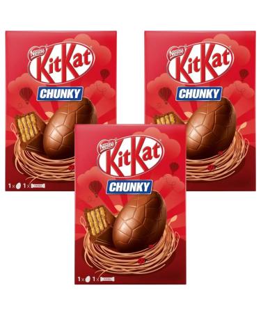 Credo Gifts Easter Egg Bundle With Kit Kat Chunky Milk Chocolate Medium Easter Egg 129g (3 Pack)