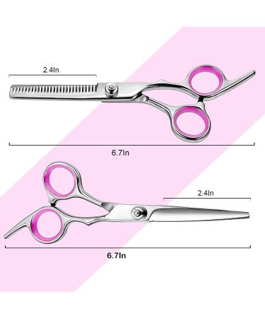Hair Cutting and Texturing Scissor Set - Professional Hairdressing Scissors for Salon, Barber, Women, Men, and Pets - Pink Set - Buy Online on GoSupps.com