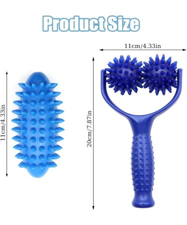 Premium Blue Massage Ball & Roller with Handles - Self-Massage for Foot Leg & Back Relief - Buy Online on GoSupps.com