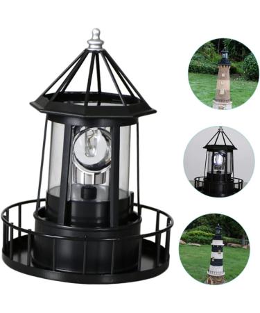 2pcs Solar Rotating Light Outdoor Lighthouse Exterior Solar Powered Lights Retro Decor Towers Statue Lights Rotating Landscape Light Solar Lighthouse Yard Solar Lighthouse Lantern (Black) - Buy Online on GoSupps.com