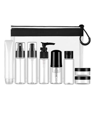 Travel Essentials Travel Size Toiletries Travel Bottles Travel Bottles for Toiletries Travel Essentials for Flying Can Hold Shampoo/Lotion/Face Cream/Makeup Remover/Travel Accessories (8 Pieces) black