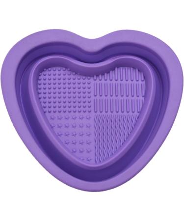 Geteawily Foldable Makeup Brush Cleaning Bowl | Heart Shape Silicone Cosmetic Brush Cleaner Portable Washing Tool for Brushes Sponges Makeup Cleaning Tools for Makeup Lovers Purple - Buy Online on GoSupps.com