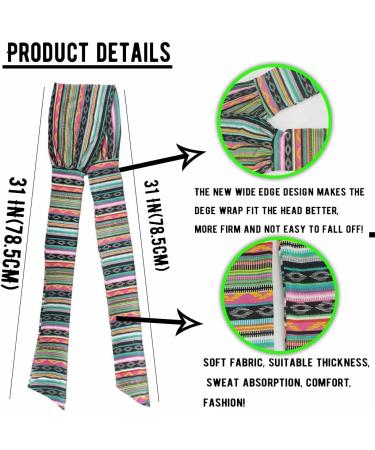 GDcome Black Tie Headbands Elastic Head Tie Edge Wrap Wide Bohemian Headband Edge Laying Scarf for Wigs Grip Band Headband for Makeup Facial Sport Yoga ( 1 piece) (F) (boho 4) - Buy Online on GoSupps.com