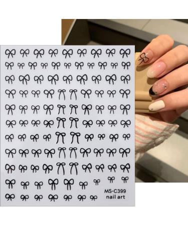 6 Sheets 3D Bow Nail Stickers - Self-Adhesive Nail Art Decals in Gold Silver Red Pink White & Black | DIY Acrylic Nail Decorations for Women - Buy Online on GoSupps.com