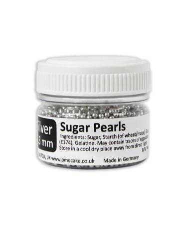 PME Silver Edible Sugar Pearls Balls Cup Cake Topping Icing Decoration 4mm 25g, Standard