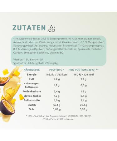 SHAPE REPUBLIC Vegan Protein Powder 3K - Mango & Passionfruit Flavor - Sustainable Muscle Building with Vitamin B12 - Buy Online on GoSupps.com