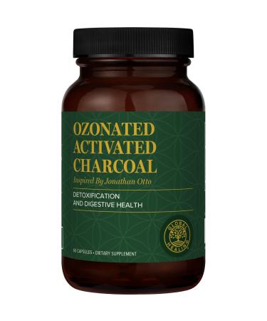 Global Healing Center - Ozonated Activated Charcoal Powder - Advanced Digestive Detox That Adsorbs Internal Unwanted Compounds - Helps Relieve Occasional Gas Discomfort - 60 Activated Charcoal Pills